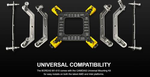 En ucuz GAMDIAS BOREAS M1-610, LED Lights, 120mm,6 Bakır Boru AM5-1700P CPU Kule Tipi Hava Soğutma Fan